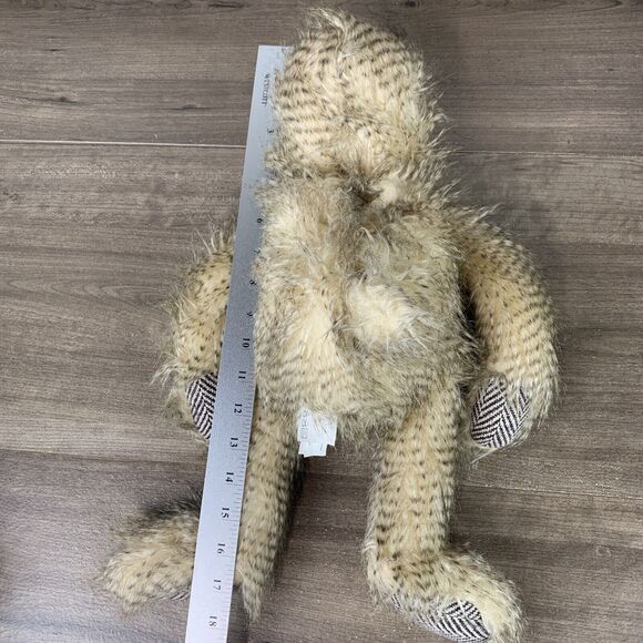 Sloth Plush Stuffed Animal Toy Fuzzy Hairy Brown Beige Patterned Paws Marshalls - Picture 8 of 11